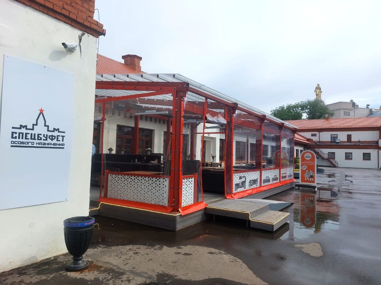 ПВХ шторы для летней террасы кафе в Касторном